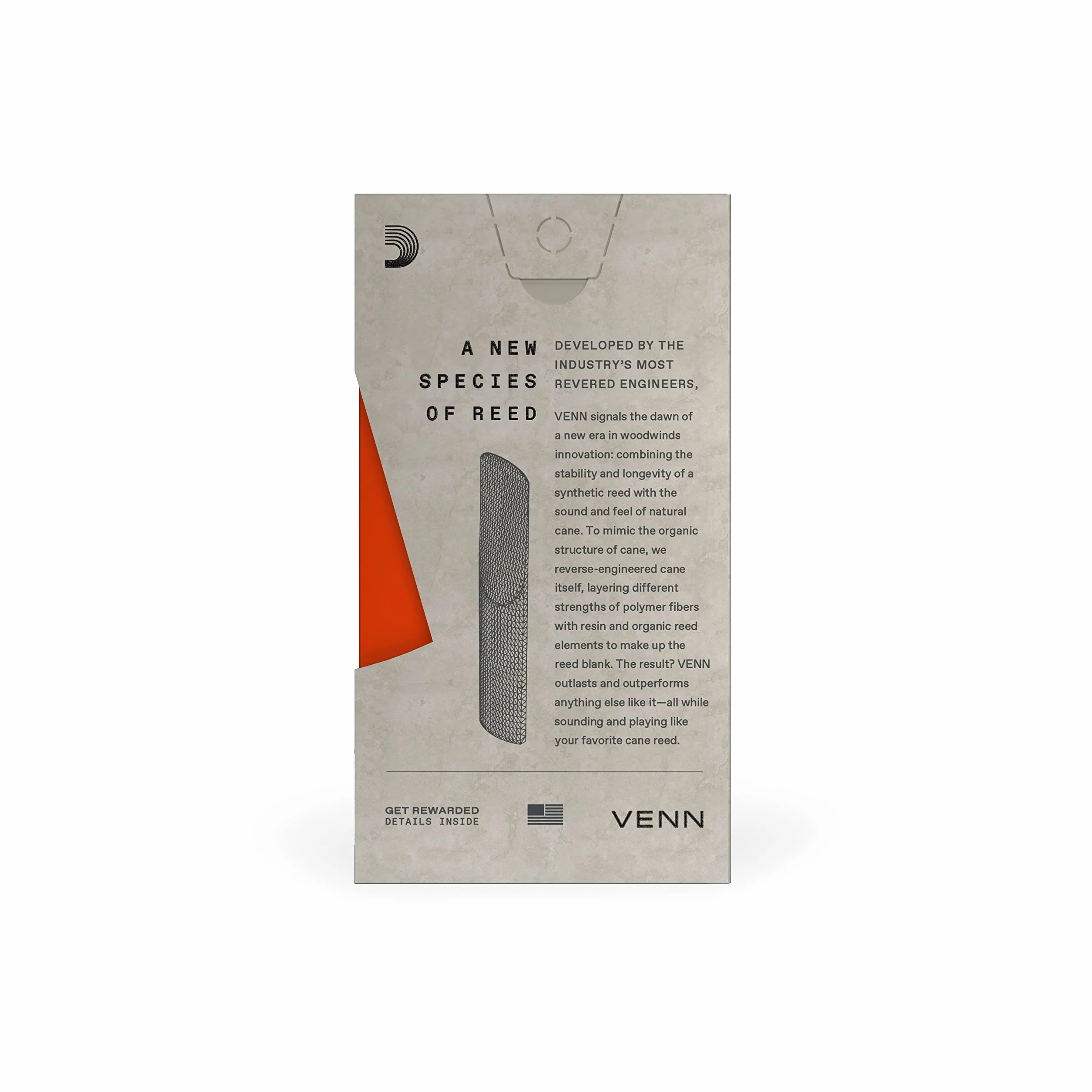 D'Addario VENN G2 Syntetyczne stroiki do saksofonu altowego - stroiki do saksofonu altowego z zaawansowaną syntetyczną konstrukcją trzciny z włókien polimerowych, żywicy, naturalnej laski - siła 2,0