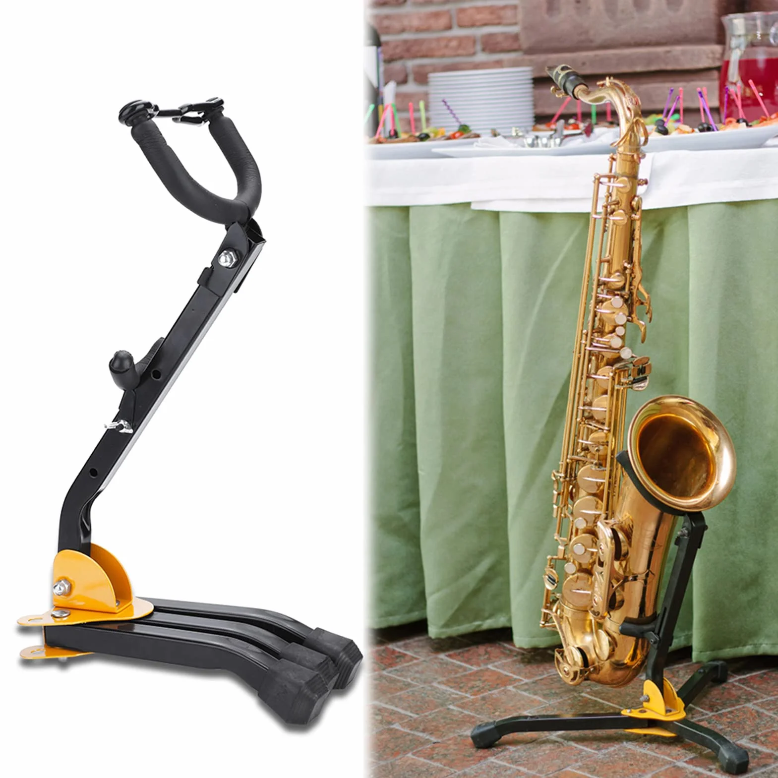 Hercules DS530BB Metalowy składany regulowany stojak na saksofon altowy Regulowana metalowa podstawa na statyw