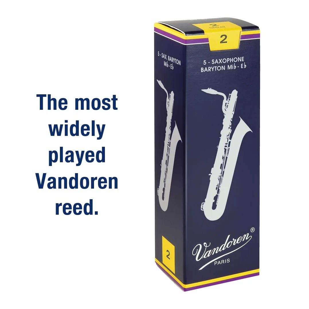 Vandoren SR242 Stroik do saksofonu barytonowego, tradycyjne stroiki, moc 2, 5 szt. w opakowaniu
